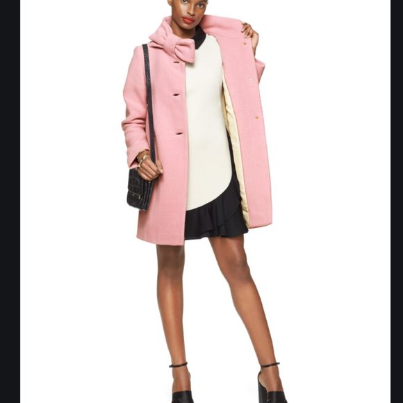 Kate Spade Bow Neck Wool Coat in Lollipop red size 8 nwot - Picture 2 of 7